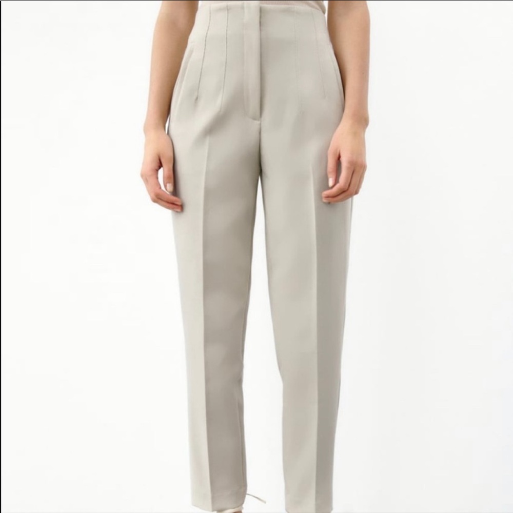 Zara High Waisted Trousers in Oyster White